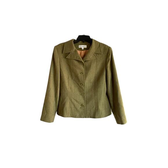 Vintage Florine Wachter Green Wool Jacket Blazer Button Down Size 16 Made In USA - Picture 1 of 4